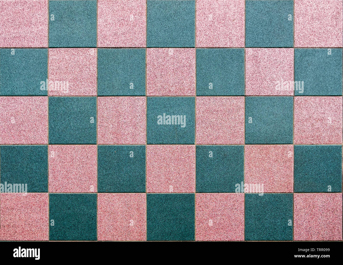 Piano tavolo a quadretti rossi di mattonelle nere sfondo piatto Foto Stock