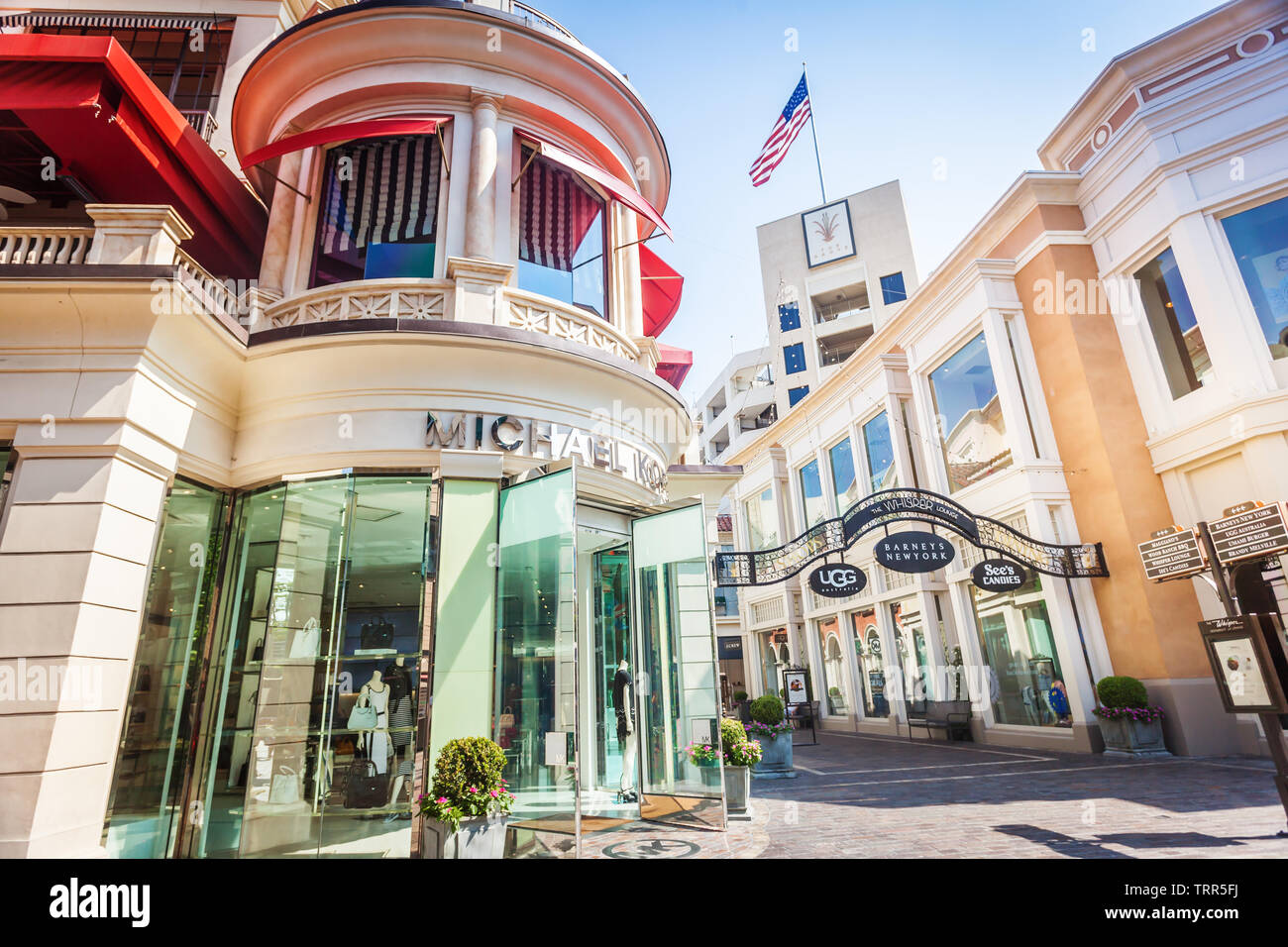 LOS ANGELES, California - Agosto 12, 2018: The Grove, retail e Divertimento outdoor center a Los Angeles Foto Stock