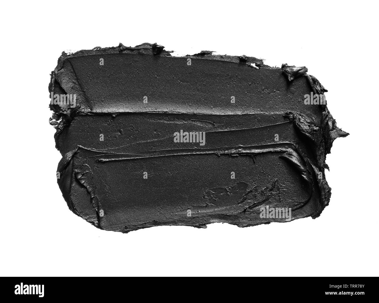 La texture di nero schiacciato eyeliner o vernice a base acrilica nera isolati su sfondo bianco Foto Stock