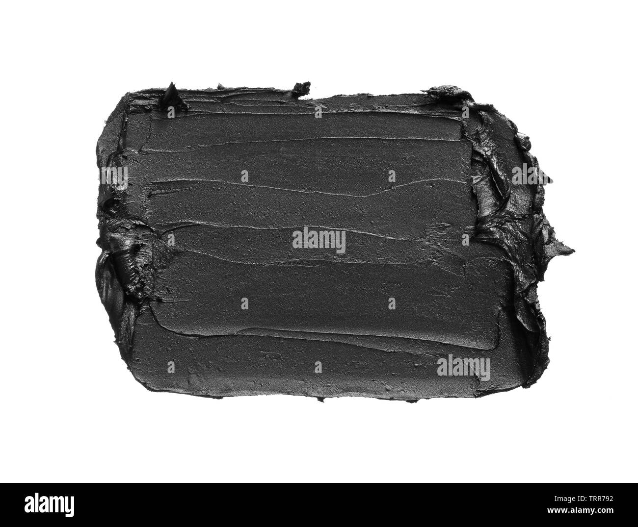 La texture di nero schiacciato eyeliner o vernice a base acrilica nera isolati su sfondo bianco Foto Stock