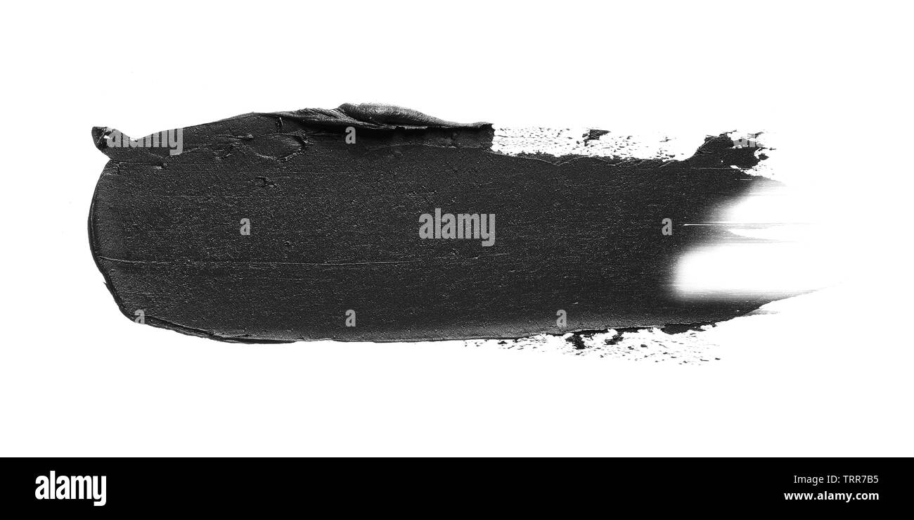 La texture di nero schiacciato eyeliner o vernice a base acrilica nera isolati su sfondo bianco Foto Stock
