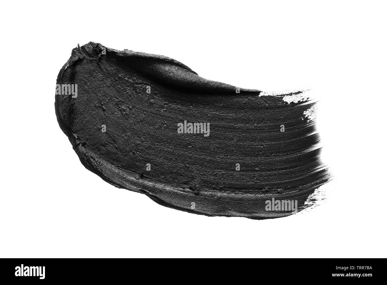 La texture di nero schiacciato eyeliner o vernice a base acrilica nera isolati su sfondo bianco Foto Stock