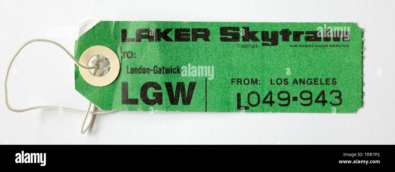 Laker Airways bagagli Skytrain Etichetta Foto Stock