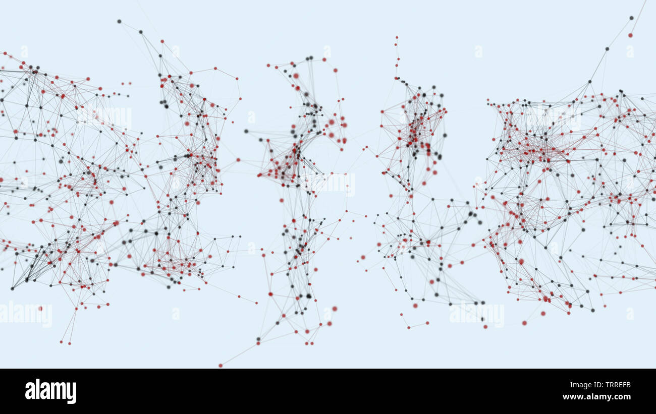 Rete di colore rosso e nero di linee e di punti Foto Stock