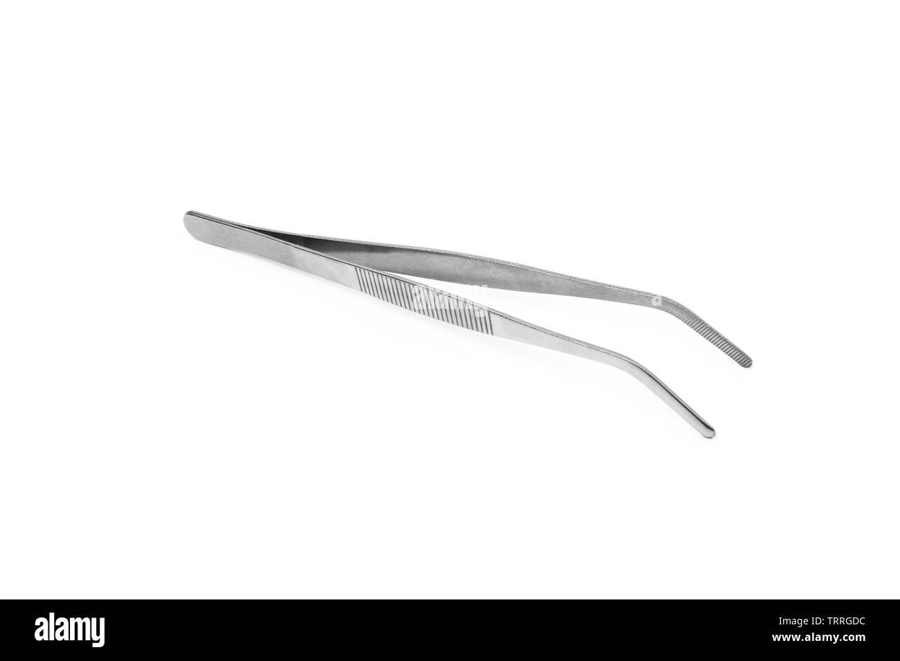 Acciaio pinzette anatomiche isolati su sfondo bianco Foto Stock