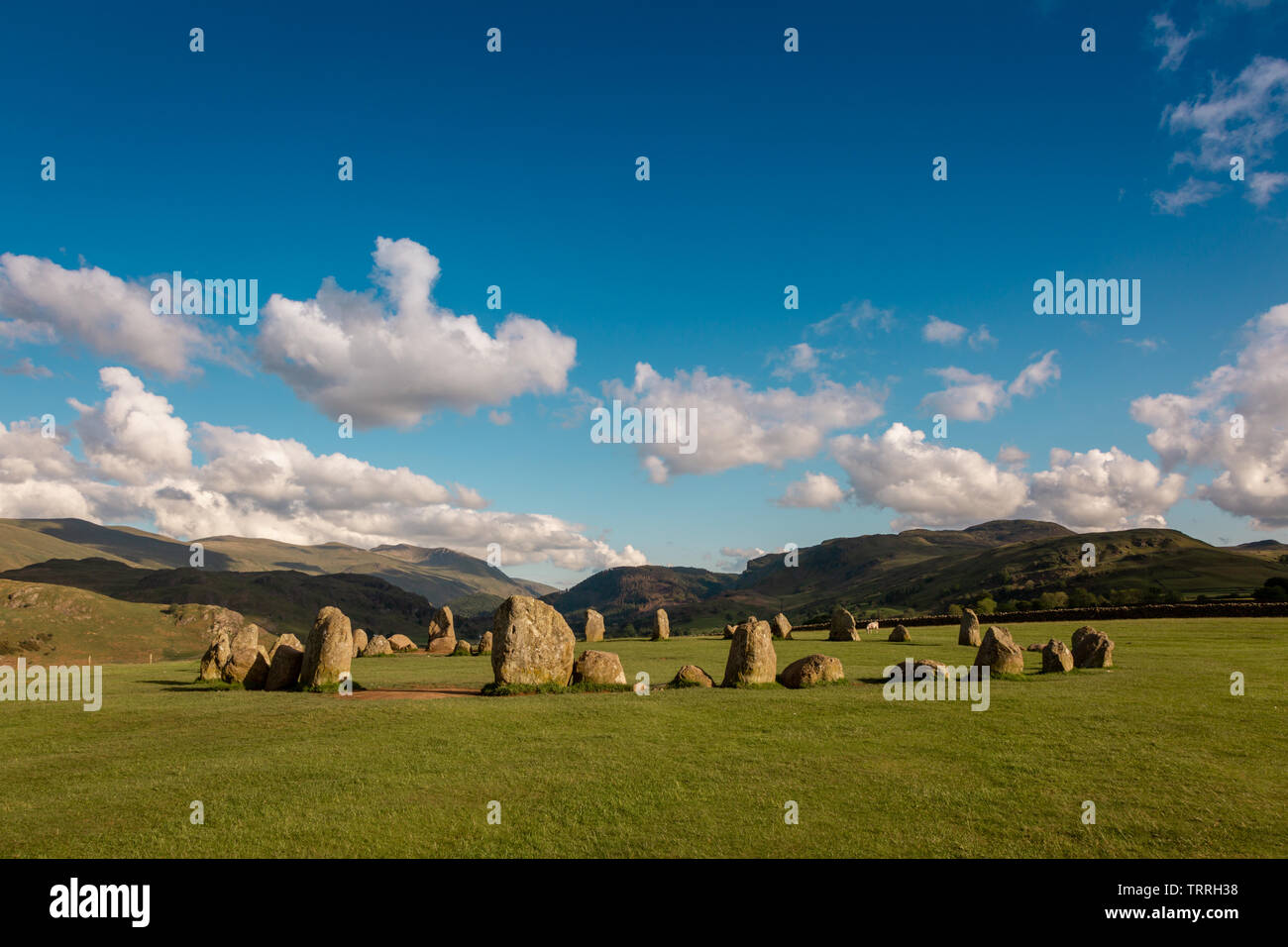 Castlerigg Stone Circle, Underskiddaw, Keswick, Cumbria Regno Unito Foto Stock