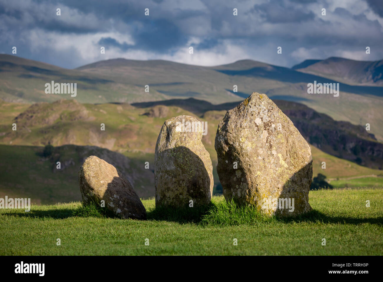 Castlerigg Stone Circle, Underskiddaw, Keswick, Cumbria Regno Unito Foto Stock