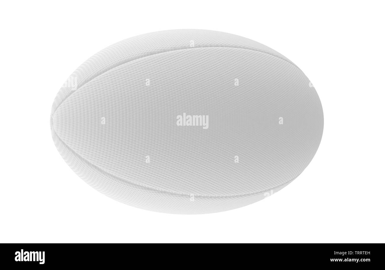 Un bianco a trama palla da rugby in su un isolato sfondo bianco - 3D render Foto Stock