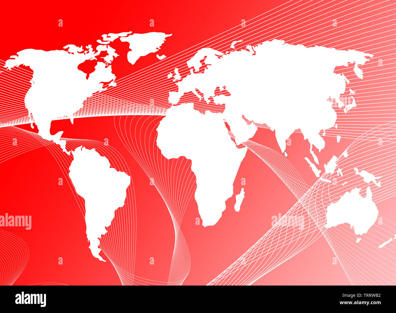 Mappa del mondo su onda rossa sfondo, entrambe le immagini vengono da fotografi portafoglio Foto Stock