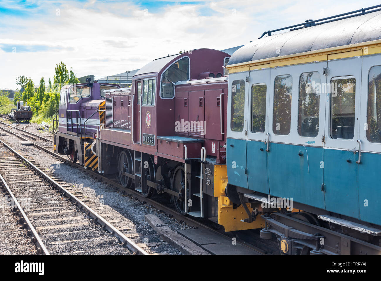 I treni at Leeming Bar Stazione sul Wensleydale Railway Foto Stock