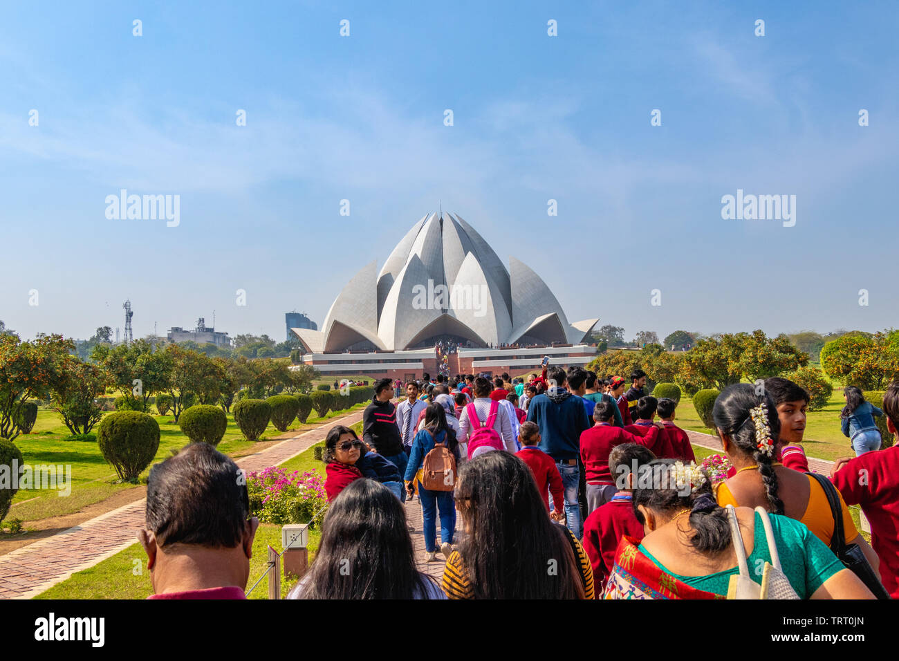 New Delhi, India - Febbraio 2019. Il Tempio del Loto, situato a Nuova Delhi, in India, è una casa di culto completata nel 1986. Essa serve come madre Temp Foto Stock