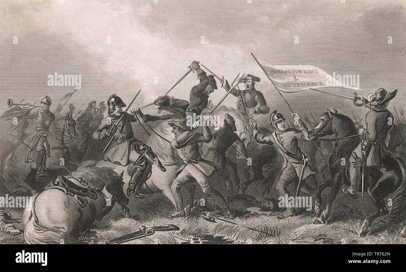 Battaglia di DRUMCLOG 1 giugno 1679 tra un gruppo di Covenanters e i soldati di John Graham Foto Stock
