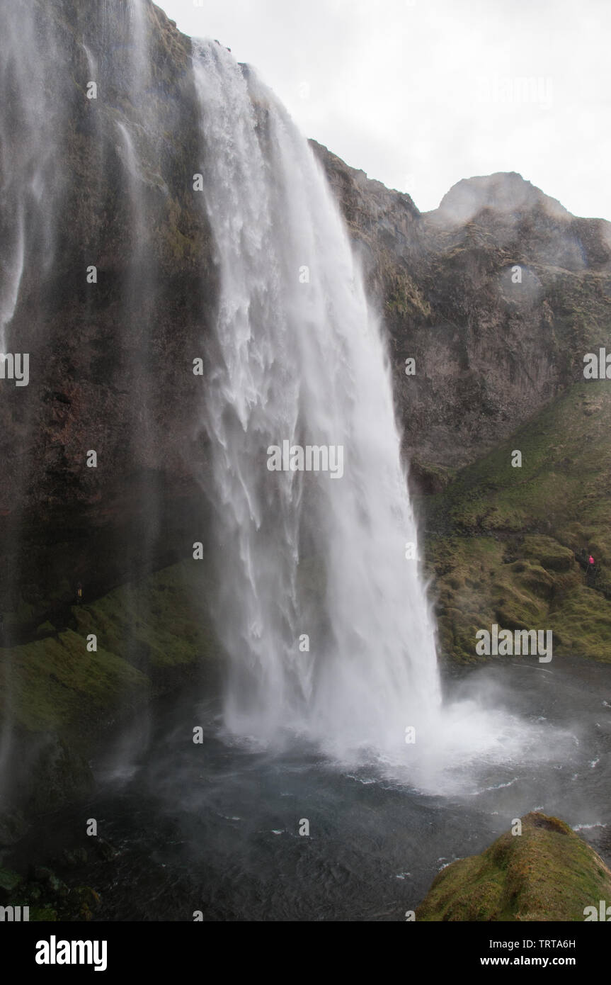 Seljalandsfoss cascata. Seljalandsfoss è situato nella zona sud dell'Islanda destra dal percorso 1. Foto Stock