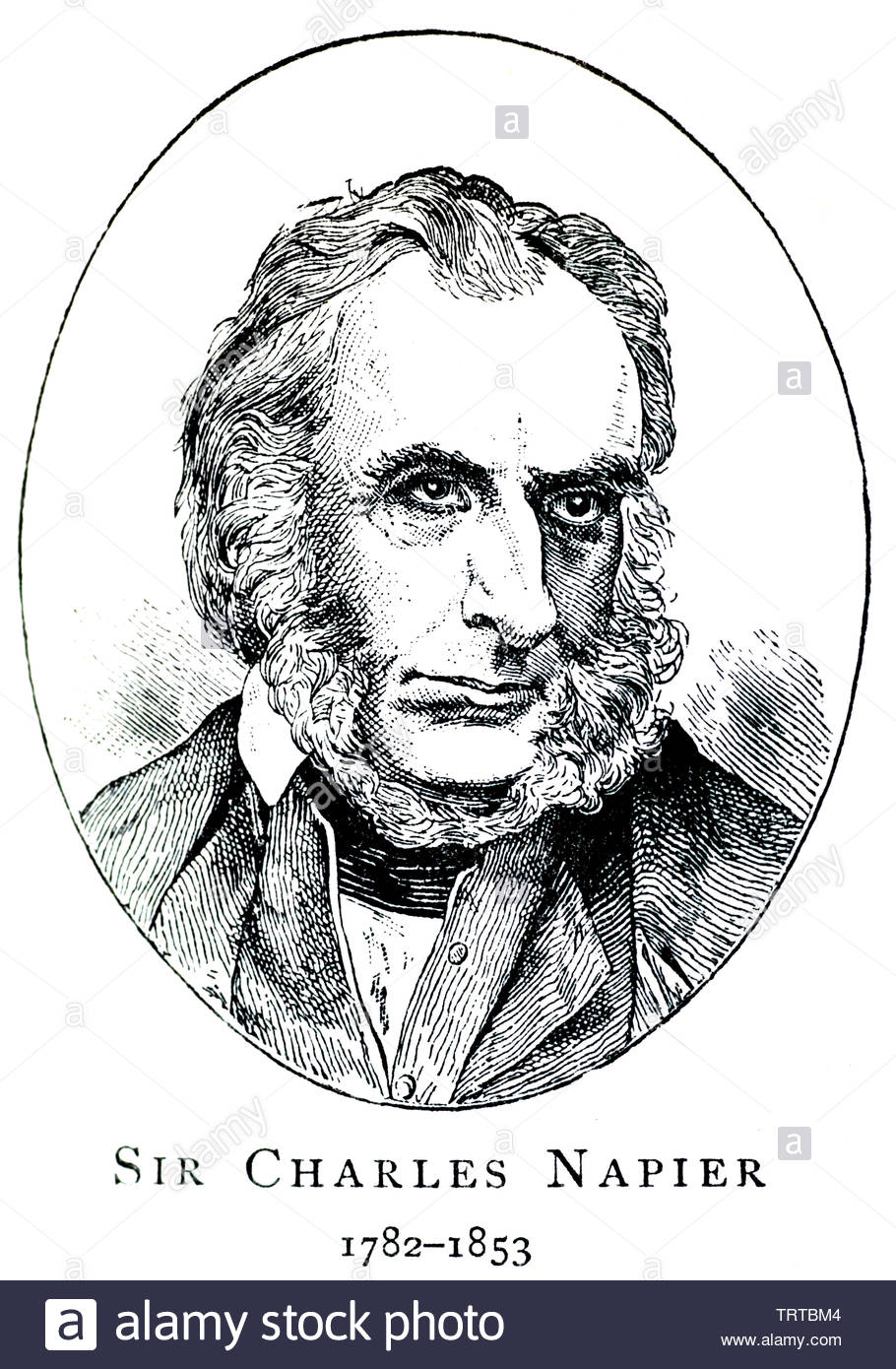 Sir Charles Napier ritratto, 1782 - 1853, era un ufficiale dell'Esercito britannico's peninsulare e campagne 1812 Foto Stock