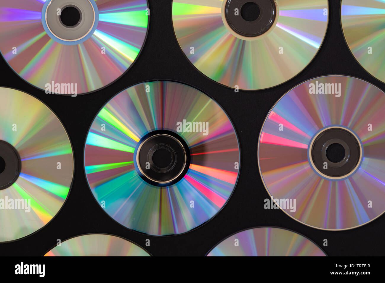 Vintage CD o disco DVD sfondo, vecchio cerchio dischi utilizzati per la memorizzazione di dati, condividere musica e film Foto Stock