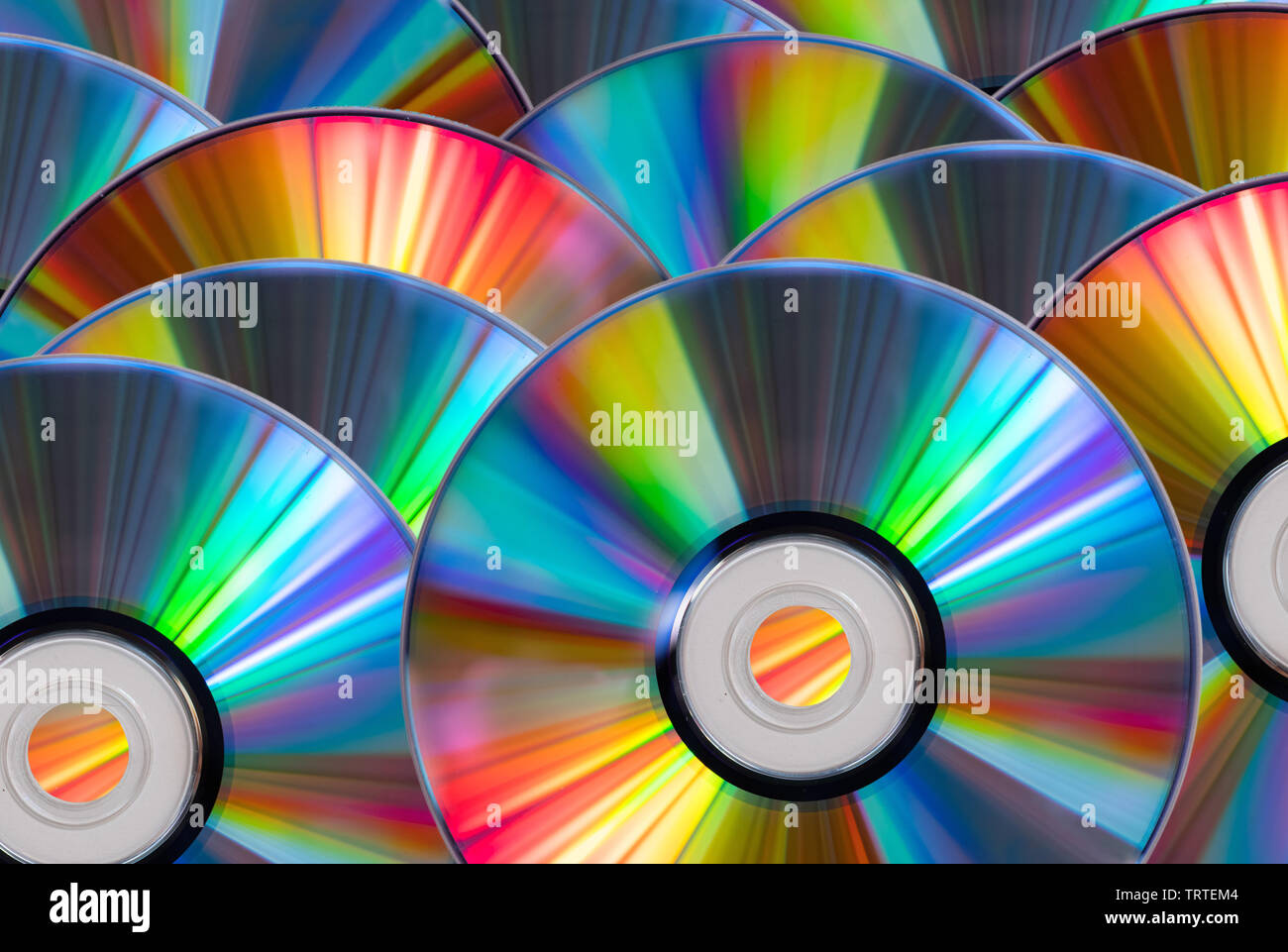 Vintage CD o disco DVD sfondo, vecchio cerchio dischi utilizzati per la memorizzazione di dati, condividere musica e film Foto Stock