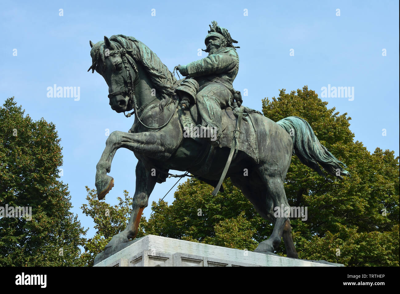 Statua equestre del primo re d'Italia Vittorio Emanuele II in Piazza Bra nel centro storico di Verona - Italia. Foto Stock
