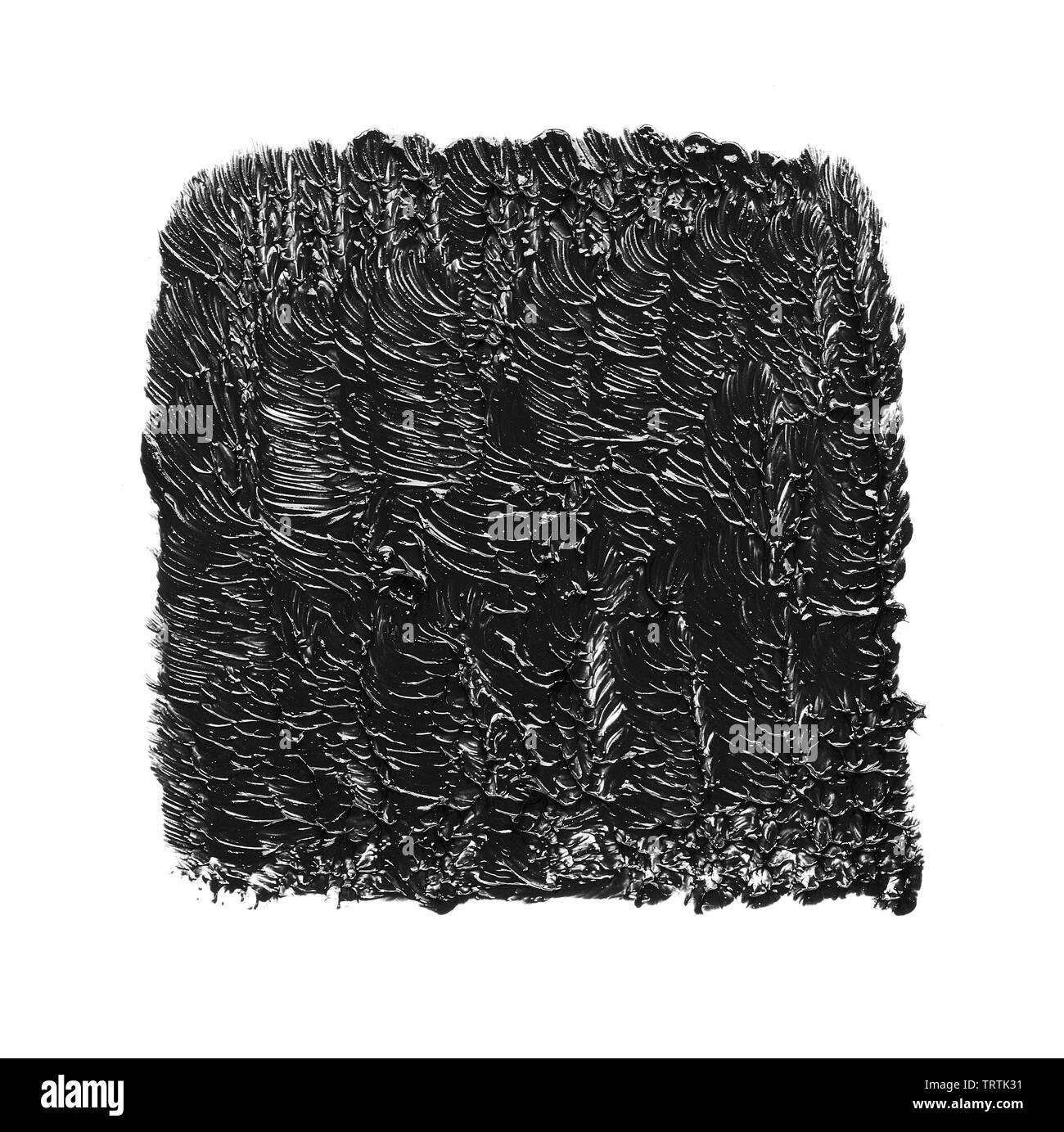 La texture di nero schiacciato eyeliner o vernice a base acrilica nera isolati su sfondo bianco Foto Stock