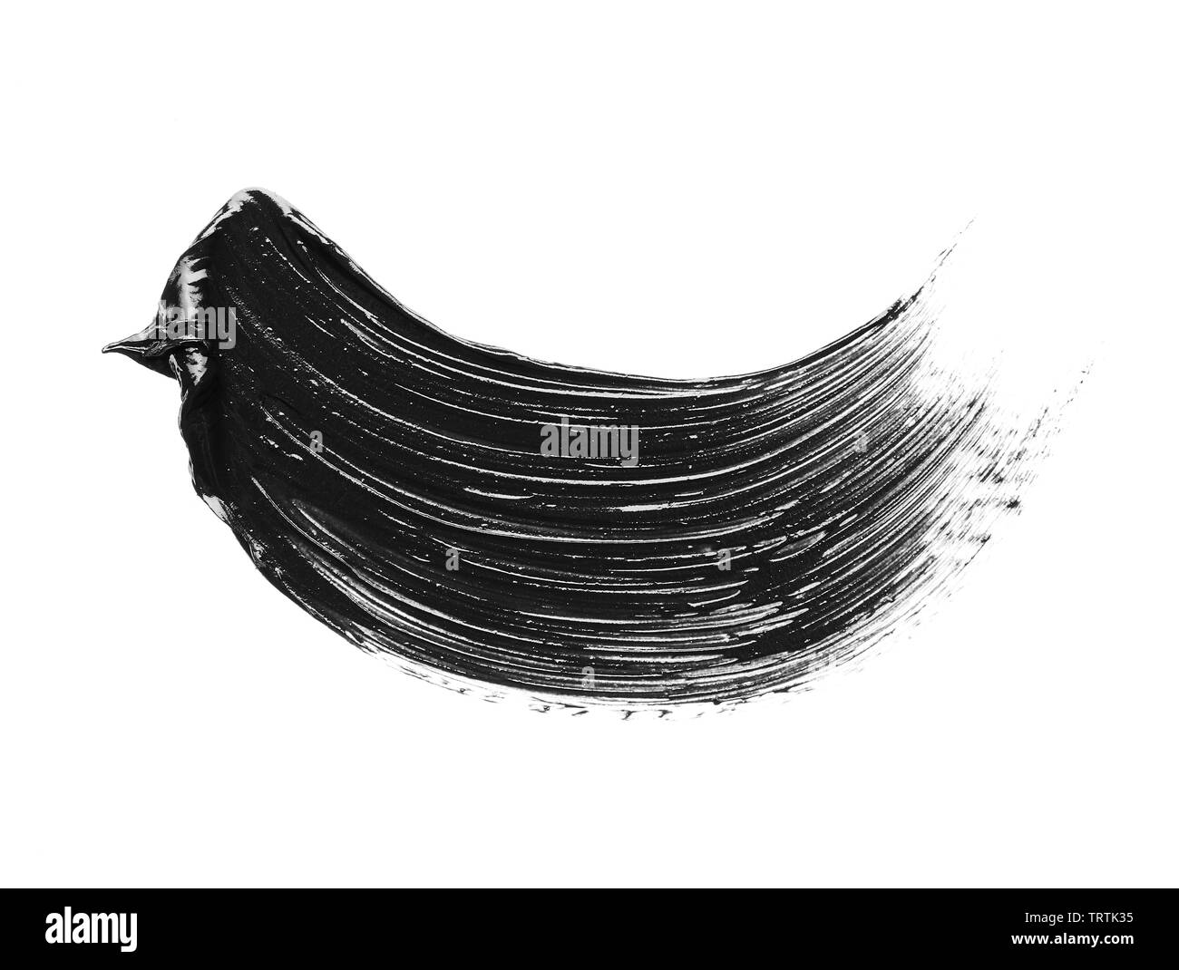 La texture di nero schiacciato eyeliner o vernice a base acrilica nera isolati su sfondo bianco Foto Stock