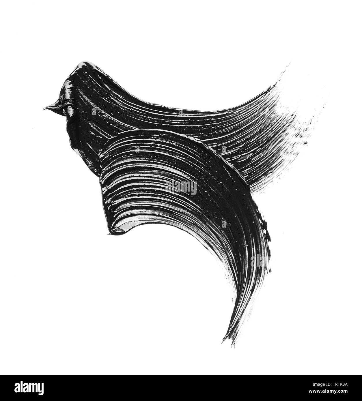 La texture di nero schiacciato eyeliner o vernice a base acrilica nera isolati su sfondo bianco Foto Stock