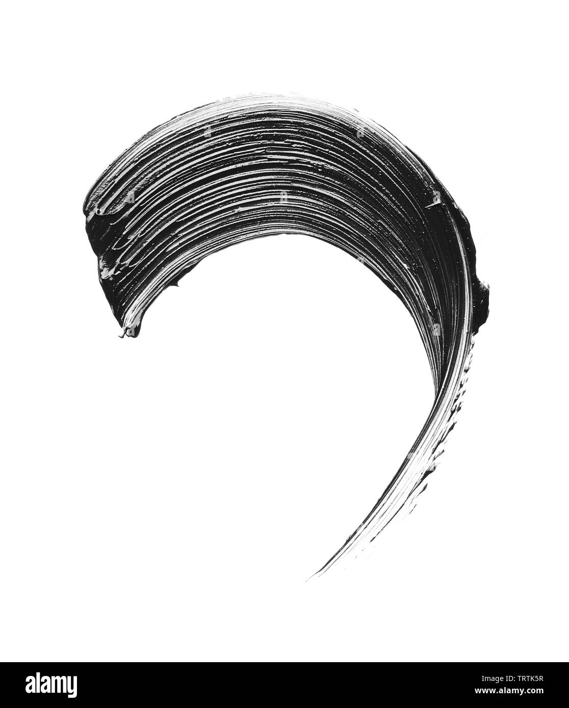 La texture di nero schiacciato eyeliner o vernice a base acrilica nera isolati su sfondo bianco Foto Stock