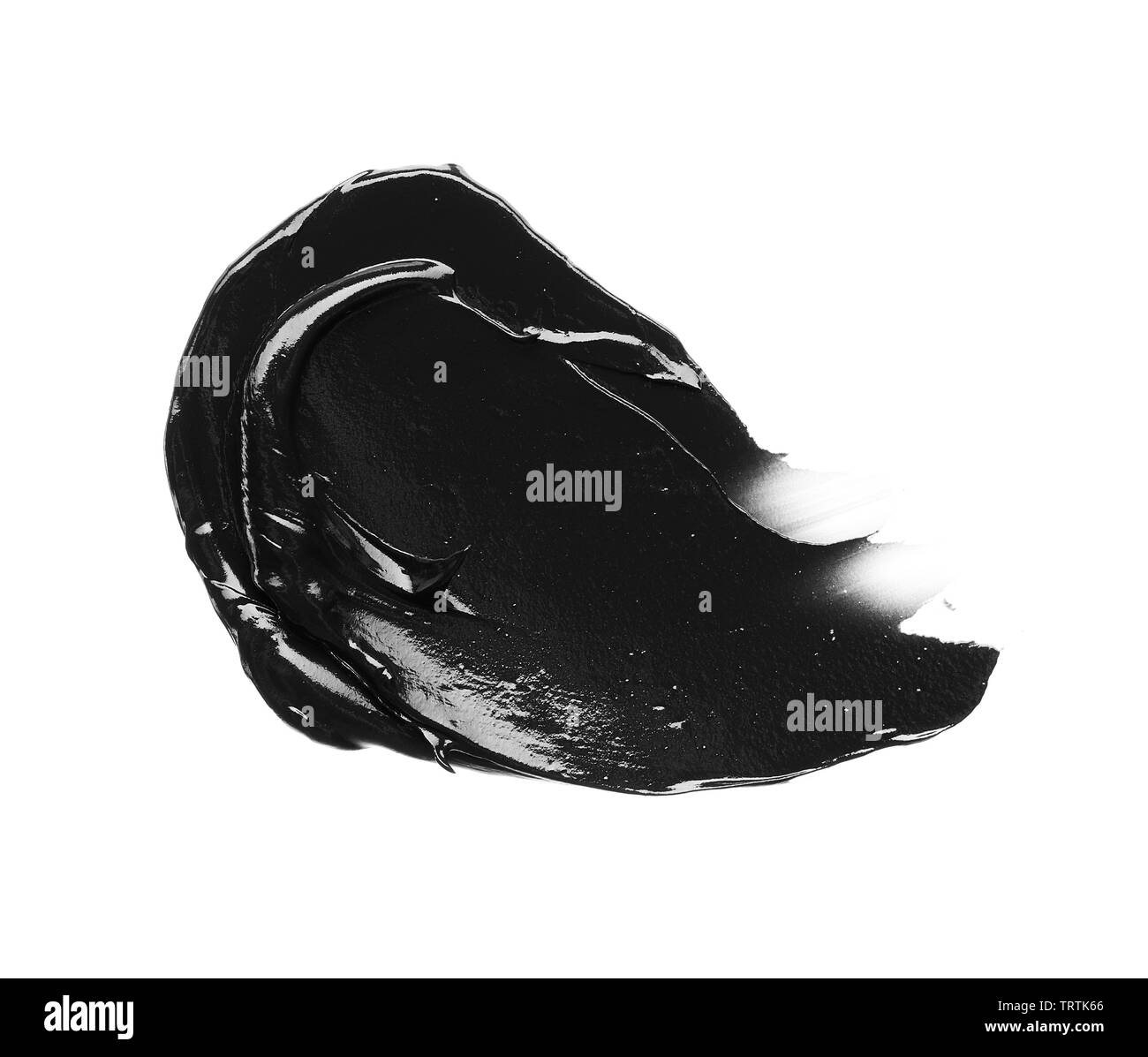 La texture di nero schiacciato eyeliner o vernice a base acrilica nera isolati su sfondo bianco Foto Stock