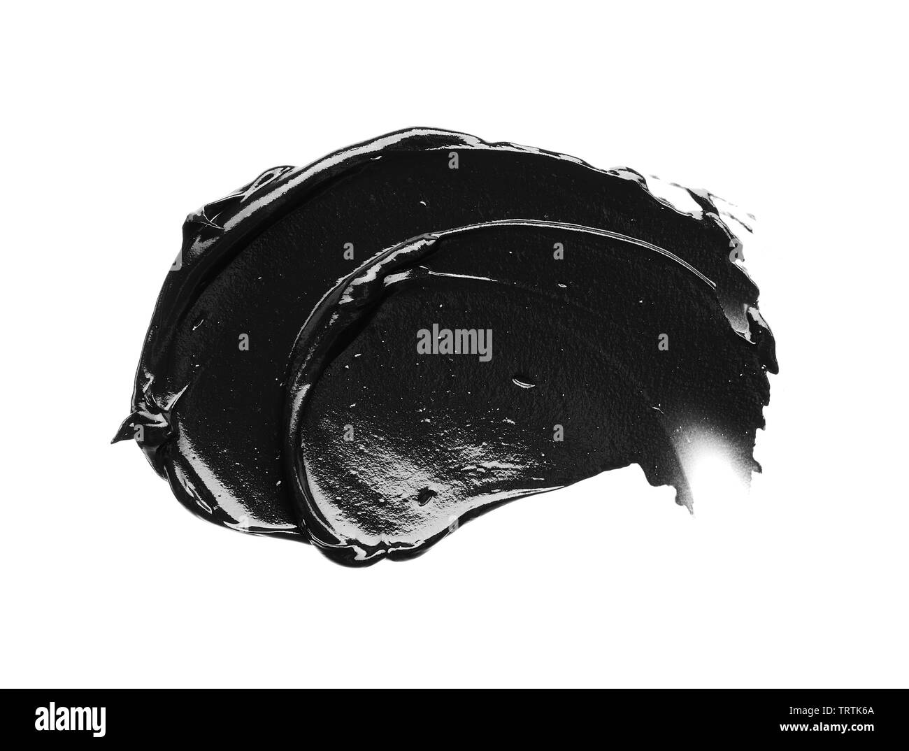 La texture di nero schiacciato eyeliner o vernice a base acrilica nera isolati su sfondo bianco Foto Stock