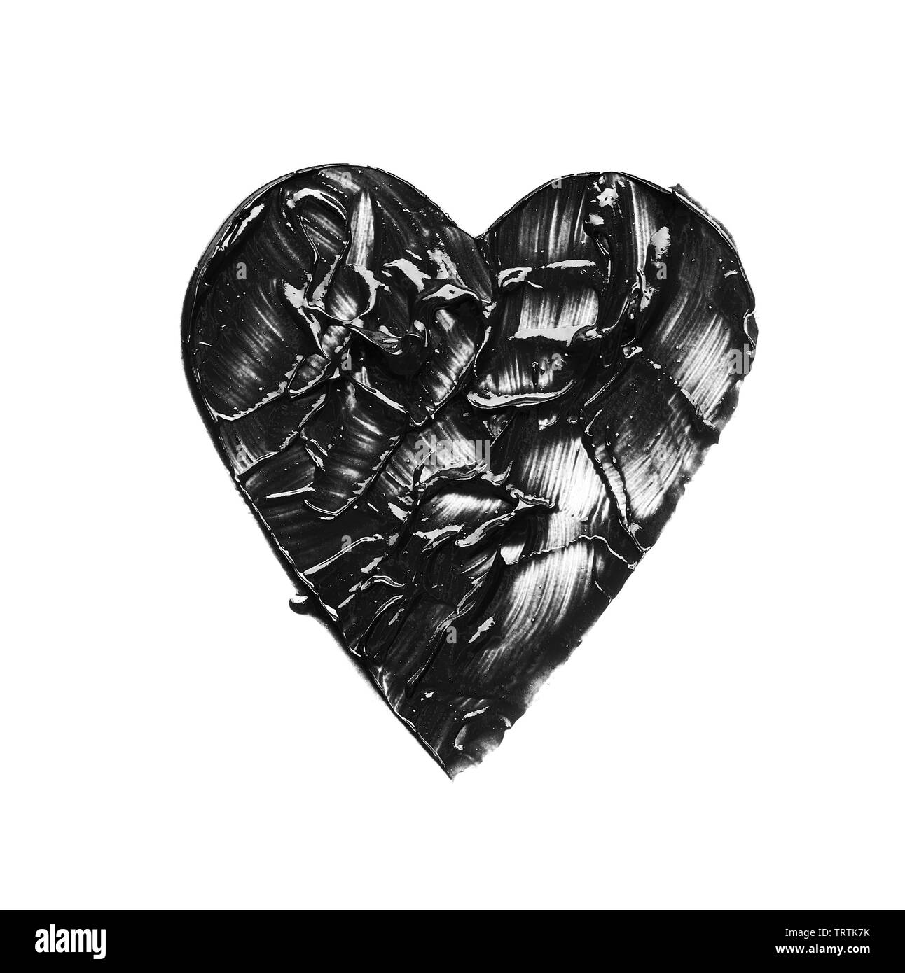 La texture di nero schiacciato eyeliner o vernice a base acrilica nera isolati su sfondo bianco Foto Stock