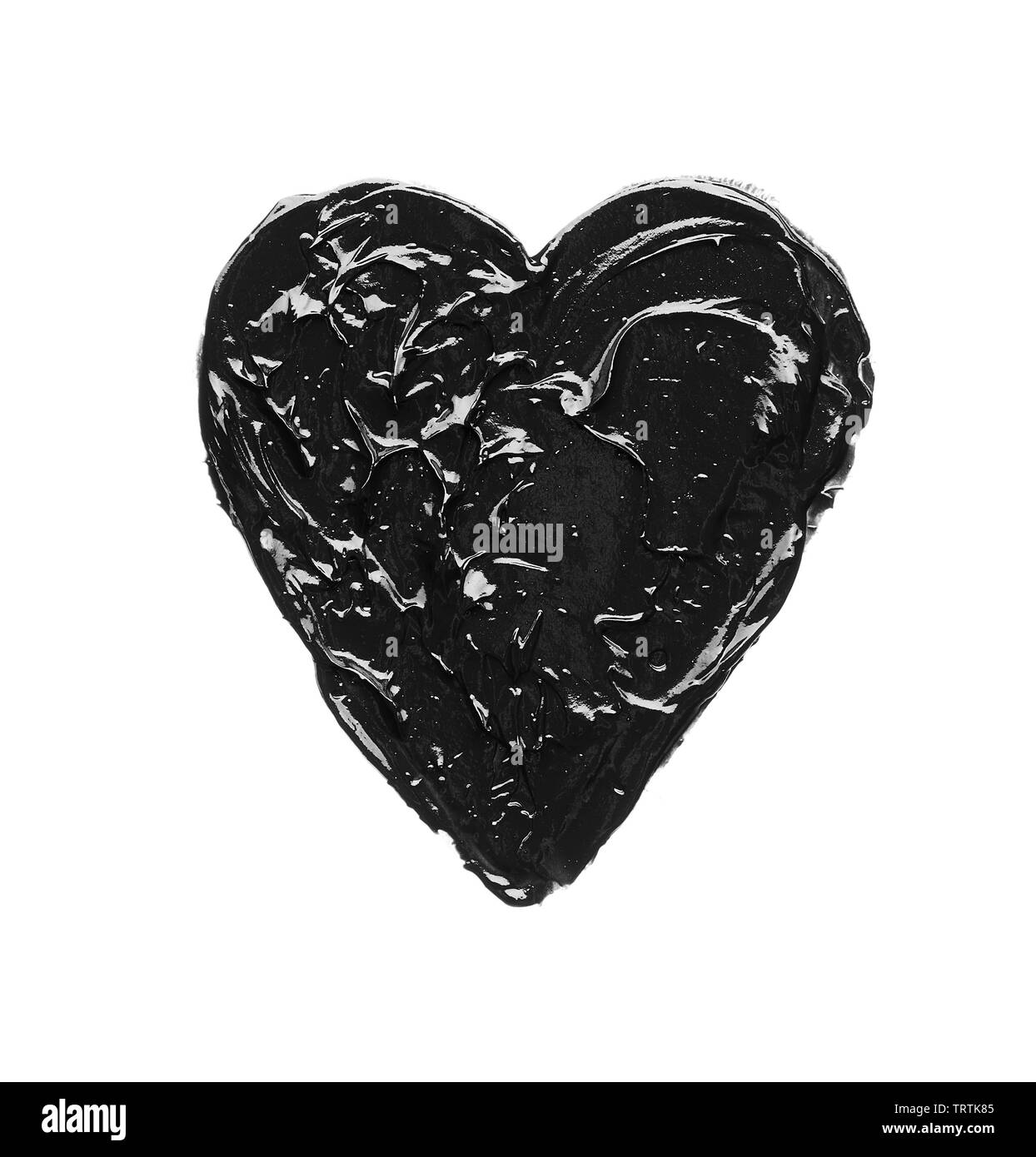 La texture di nero schiacciato eyeliner o vernice a base acrilica nera isolati su sfondo bianco Foto Stock