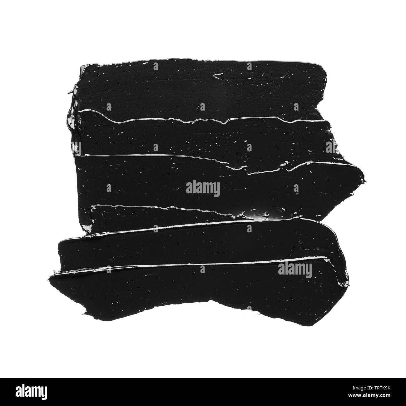 La texture di nero schiacciato eyeliner o vernice a base acrilica nera isolati su sfondo bianco Foto Stock
