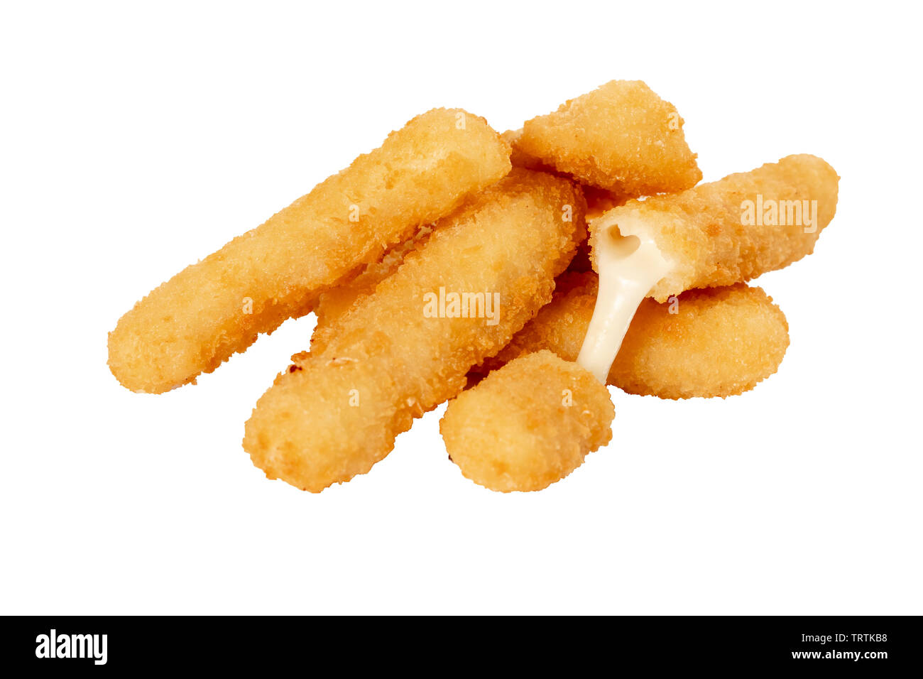 Fritte al formaggio bastoni bianchi su sfondo isolata, senza stoviglie Foto Stock