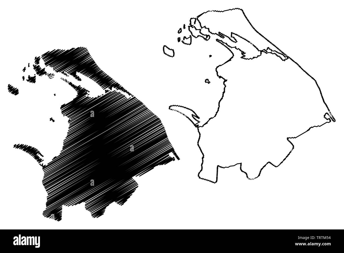 Provincia Settentrionale, Sri Lanka (divisioni amministrative, Repubblica democratica socialista di Sri Lanka, Ceylon) mappa illustrazione vettoriale, scribble disegno N Illustrazione Vettoriale