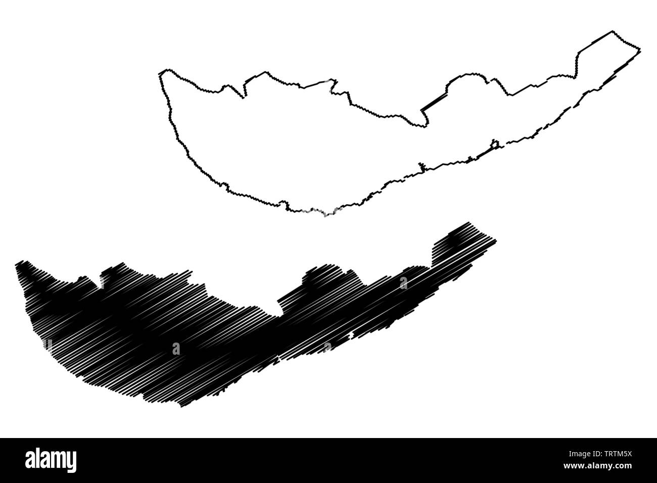 Sud della provincia, Sri Lanka (divisioni amministrative, Repubblica democratica socialista di Sri Lanka, Ceylon) mappa illustrazione vettoriale, scribble schizzo S Illustrazione Vettoriale