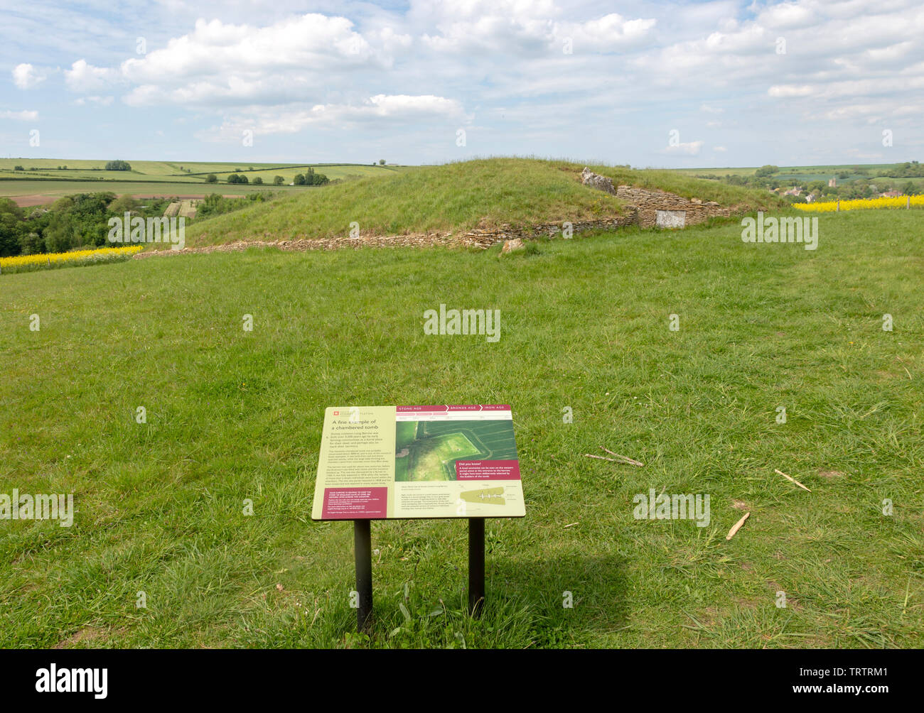 Stoney Littleton long barrow neolitico chambered tomba, Wellow, Somerset, Inghilterra, Regno Unito Foto Stock