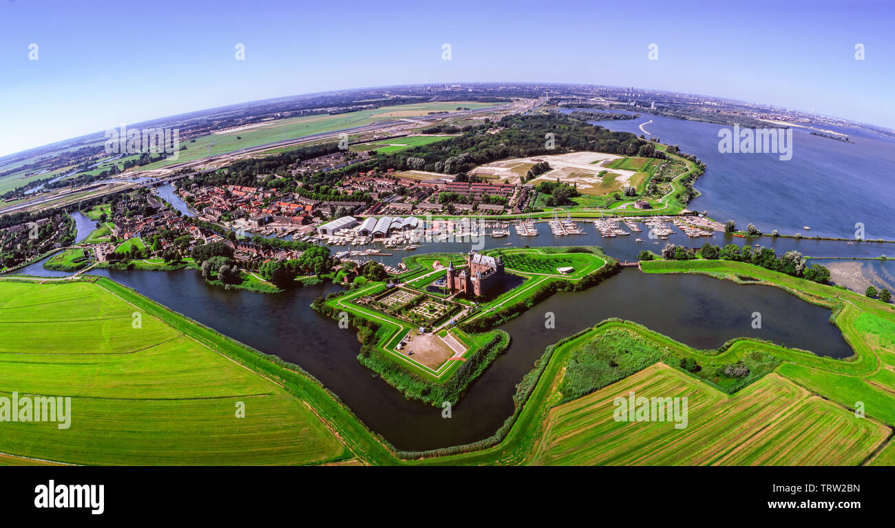 Antenna di panorama di Muiden nei Paesi Bassi Foto Stock