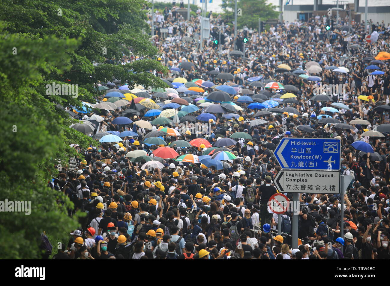 12 giugno protesta a hong kong contro la legge in materia di estradizione Foto Stock