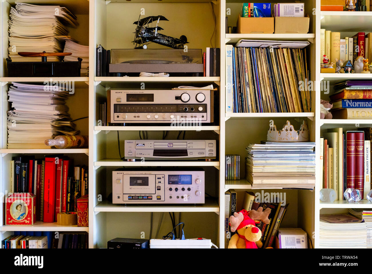 Libreria, appartamento interno, Francia, Europa Foto Stock