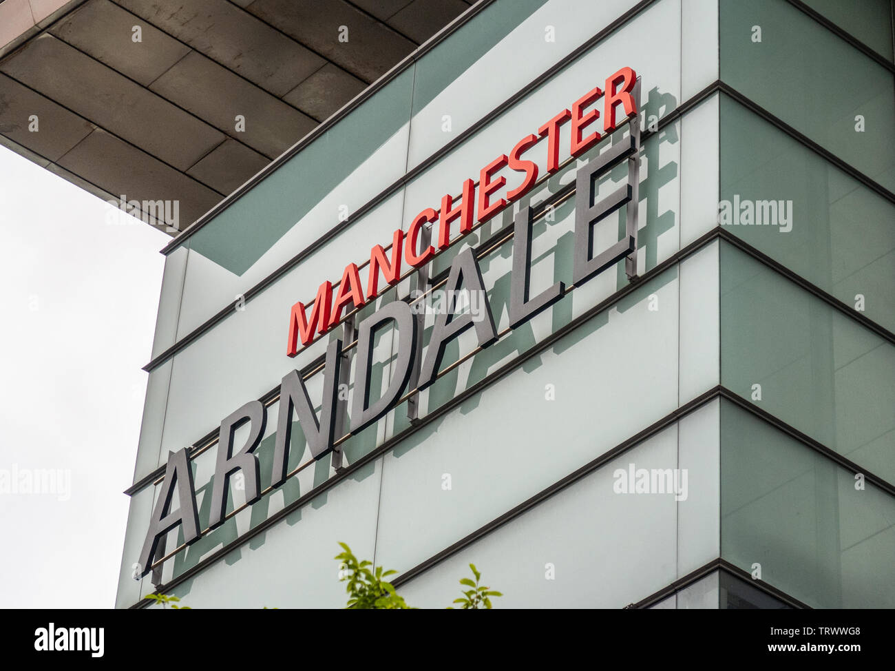 Manchester centro commerciale Arndale segno, England, Regno Unito Foto Stock