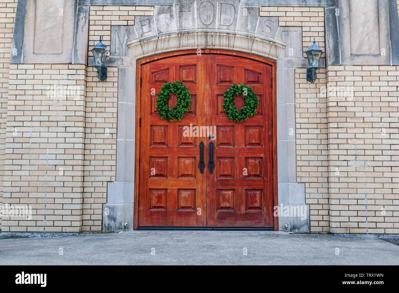Le porte delle chiese a Greensburg Regno Chiesa Metodista di Greensburg Kentucky Foto Stock