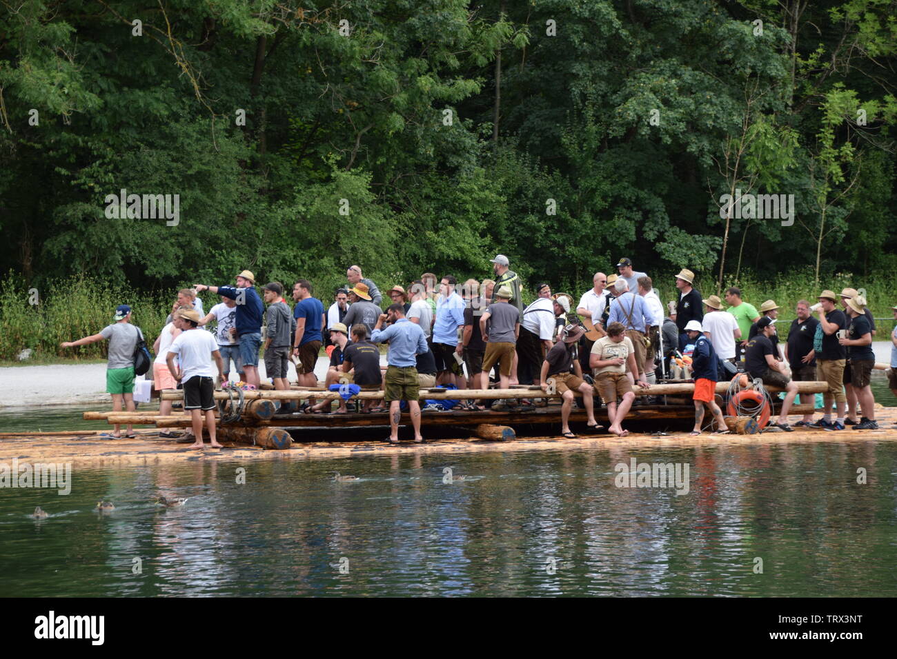 Una festa in barca a Monaco, Germania Foto Stock