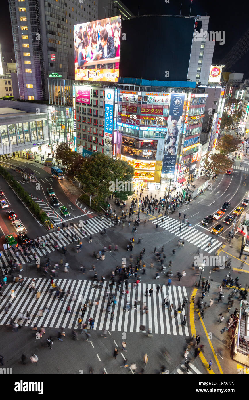 Incrocio di Shibuya, Tokyo, Giappone Foto Stock