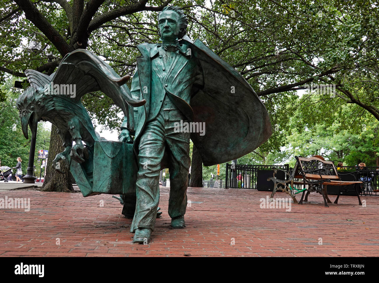 Edgar Allan Poe statua Boston MA Foto Stock