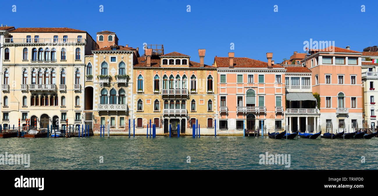 Palazzi sul Canal Grande nel quartiere di San Marco di Venezia. Foto Stock