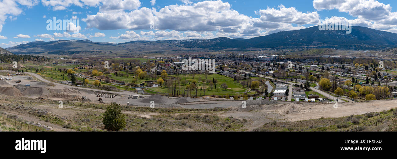Vista panoramica della città di Merritt, British Columbia, Canada Foto Stock