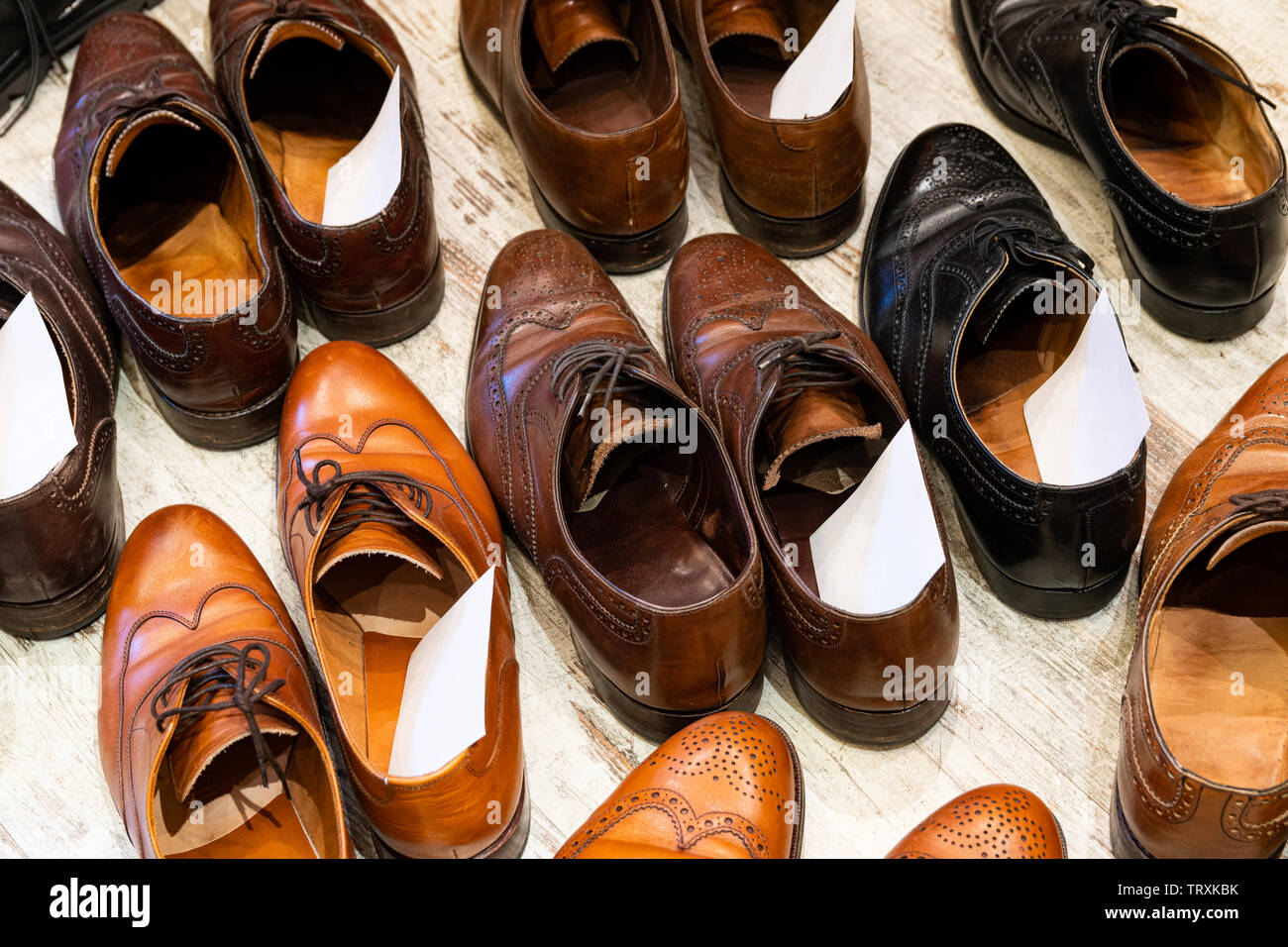 Utilizzate le calzature di cuoio Foto Stock