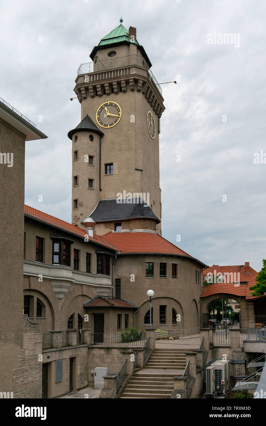 Vista della storica torre Kasino a Berlino Frohnau dalla parte posteriore Foto Stock