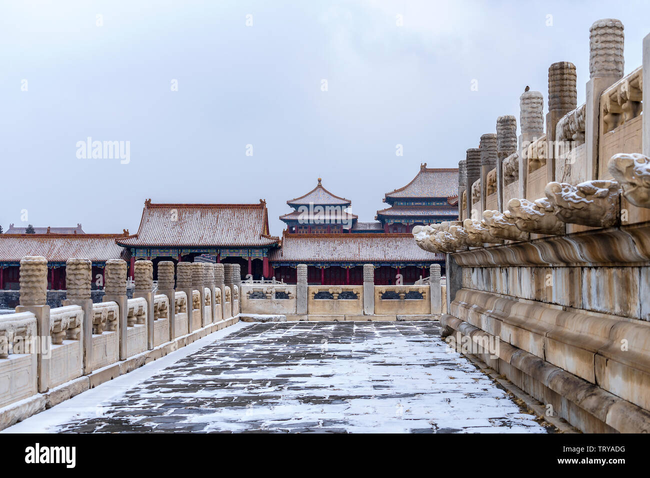 La città proibita in neve di primavera 2019 a Pechino, Cina Foto Stock