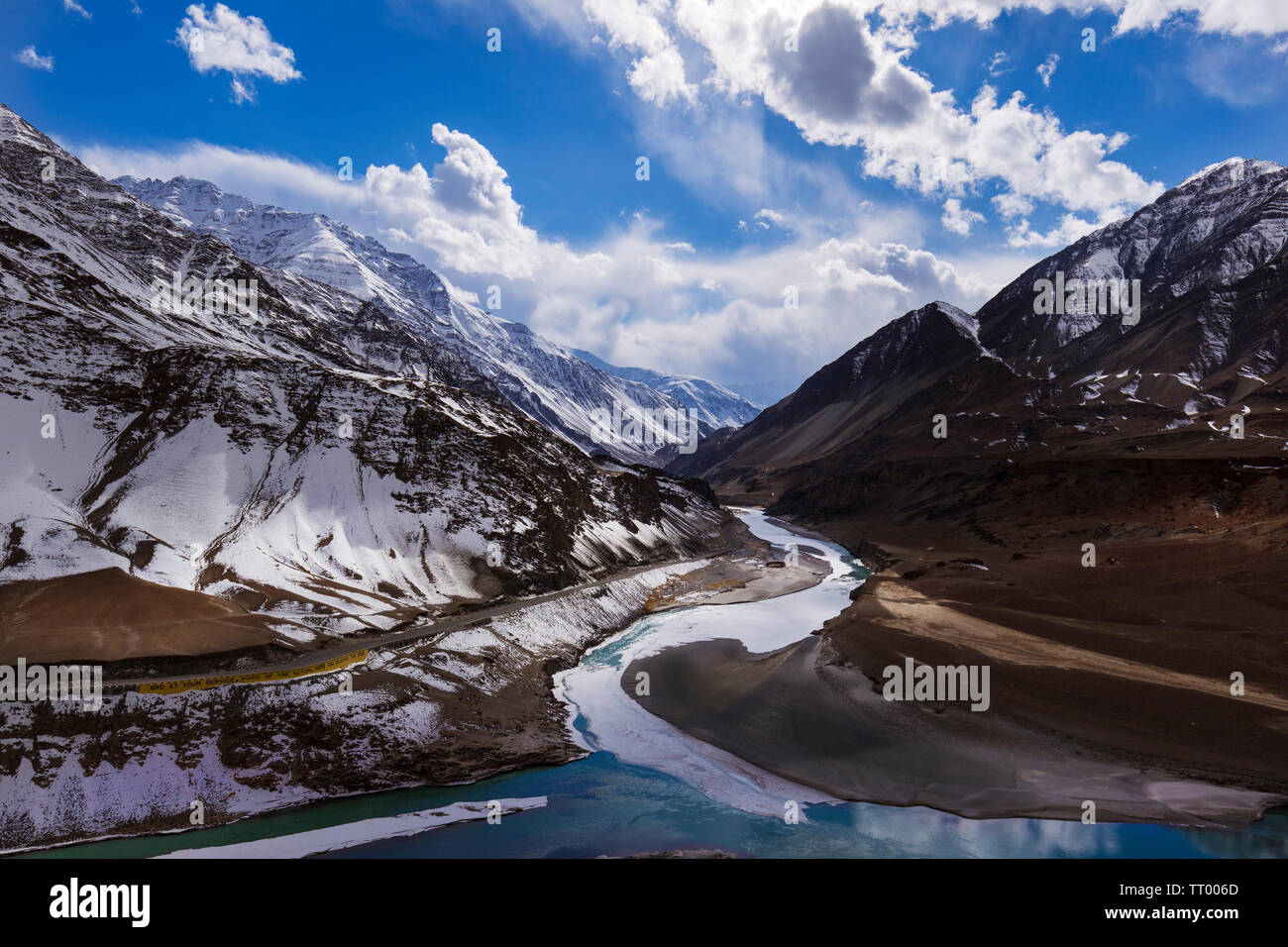 Ladakh India paesaggio in inverno dopo la nevicata Foto Stock