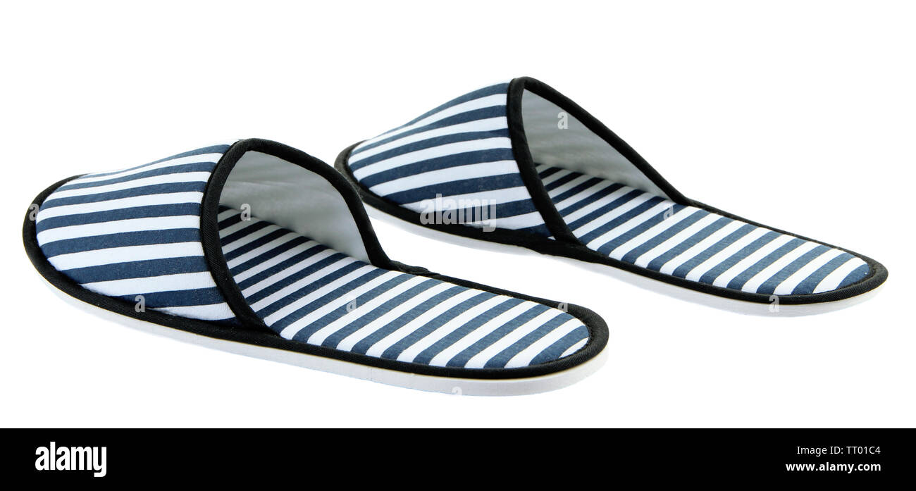 Striped pantofole isolato su bianco Foto Stock