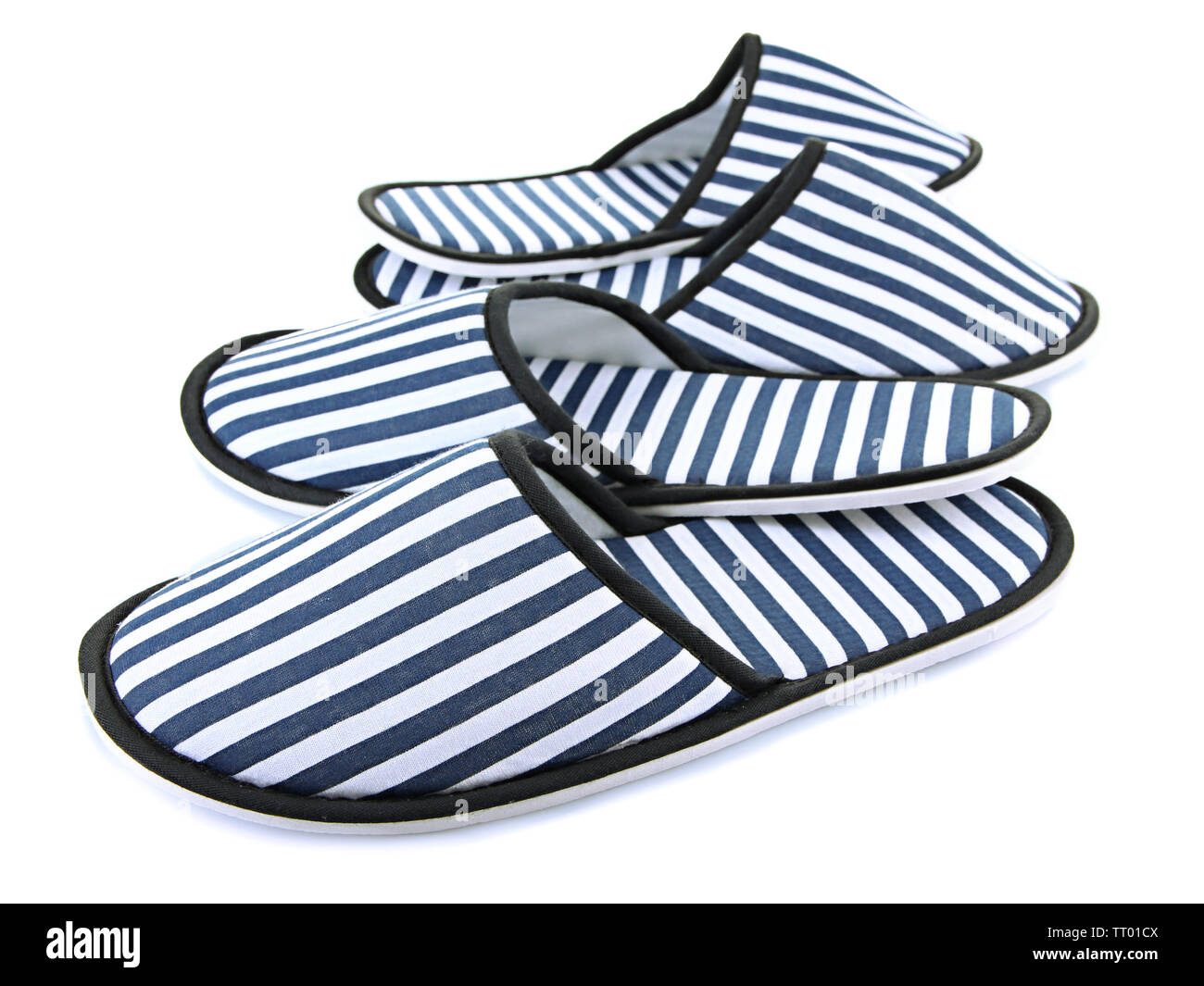 Striped pantofole isolato su bianco Foto Stock
